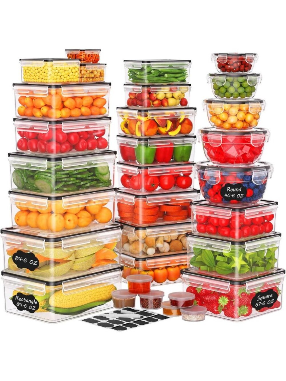 62 PCS Large Food Storage Containers Set with Lids - Airtight, BPA-Free